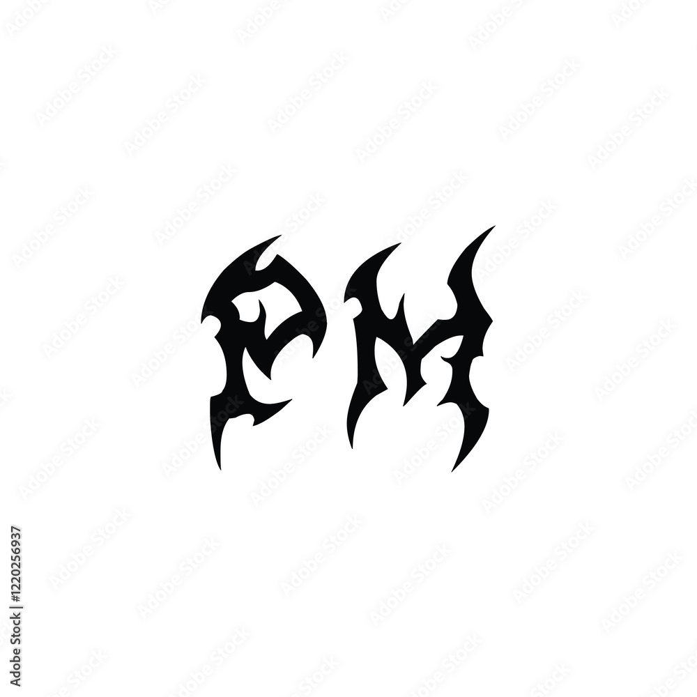PM monogram logo design letter text name symbol monochrome logotype alphabet character simple logo