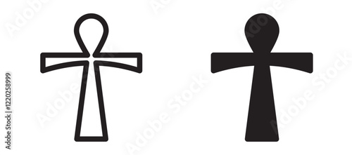 Ankh icons in outline and stroke versions