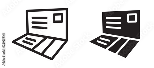 Bankbook icons in outline and stroke versions