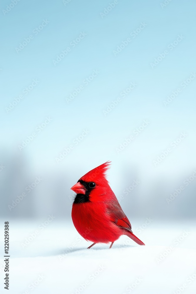 Chill cartoon cardinal bird wearing headphones enjoys the peaceful atmosphere, surrounded by a serene winter landscape and soft colors during a quiet afternoon Chill cartoon cardinal bird wearing headphones enjoys the peaceful atmosphere, surrounded by a serene winter landscape and soft colors during a quiet afternoon