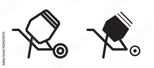 Cement mixers icons in outline and stroke versions