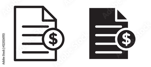 Invoice icons in outline and stroke versions