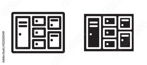 Lockers icons in outline and stroke versions