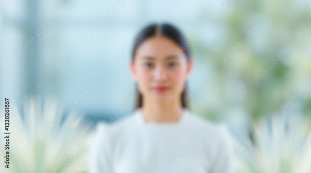 Calm Woman Portrait Blurred Background Soft Focus Calm Woman Portrait Blurred Background Soft Focus