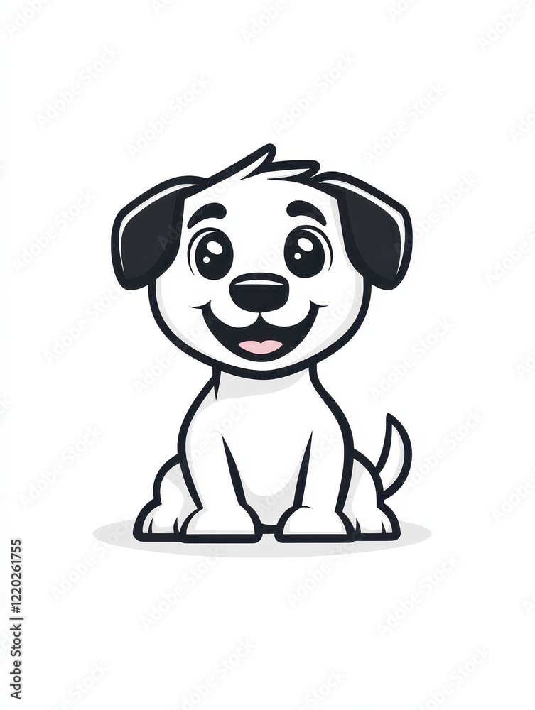 Cute dog icon in simple line art style, showcasing an adorable puppy expression with a lively appearance, perfect for pet-related designs and illustrations Cute dog icon in simple line art style, showcasing an adorable puppy expression with a lively appearance, perfect for pet-related designs and illustrations