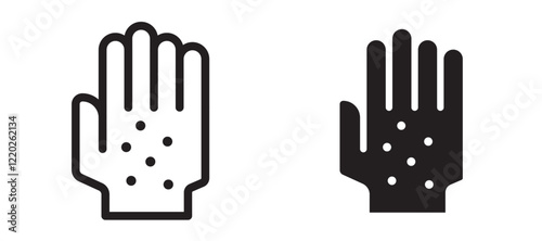 Rash hand icons in outline and stroke versions