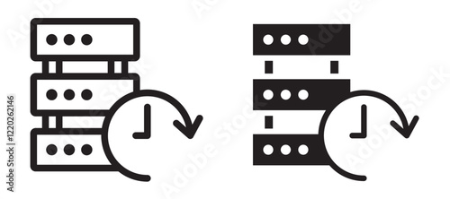 Real time data icons in outline and stroke versions photo