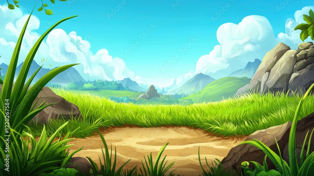 Fototapeta premium 2D Game Level Background Asset for Platformers