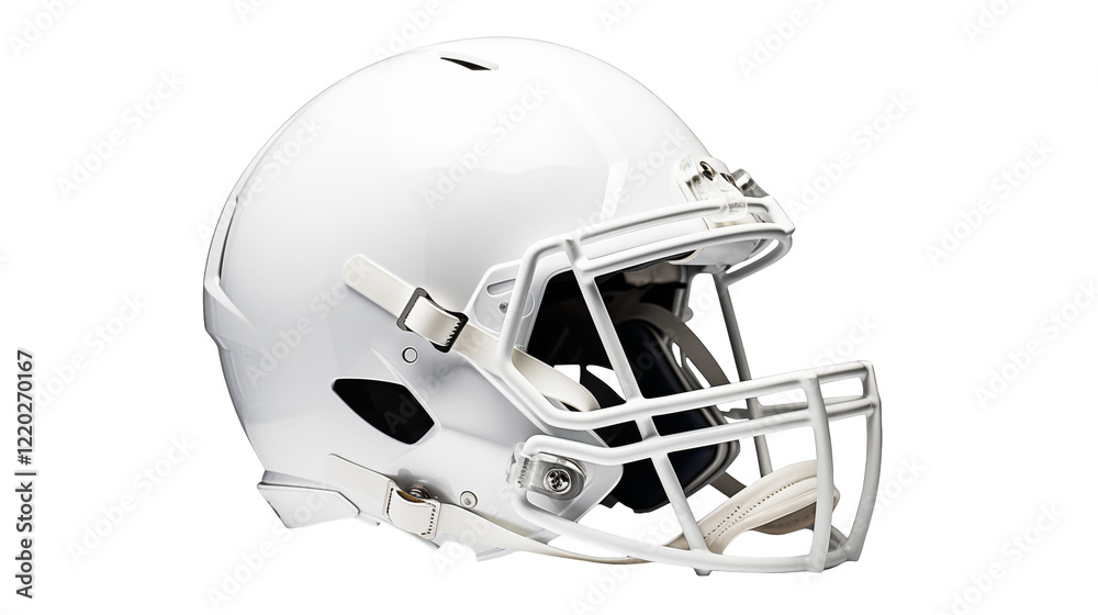 Fototapeta premium White Football Helmet American Sport Equipment Game Day Protective Gear Athletic Headwear isolated on transparent background