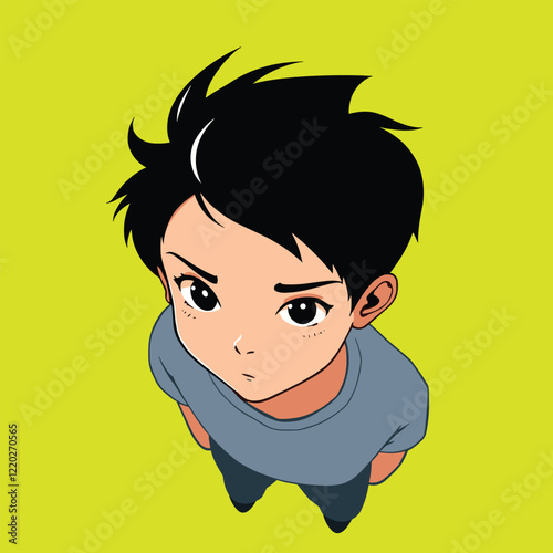 young boy manga style character vector