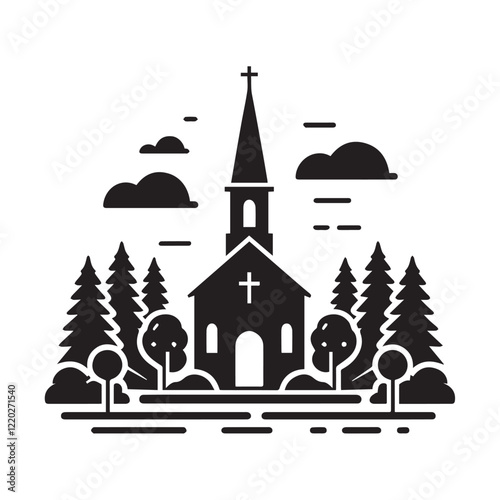 Church building icon. Simple illustration of church building vector icon for web design isolated on white background