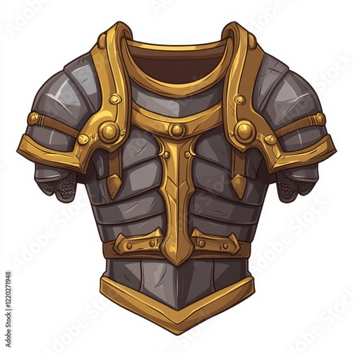 Gray and gold cuirass, fantasy armor, medieval design. photo