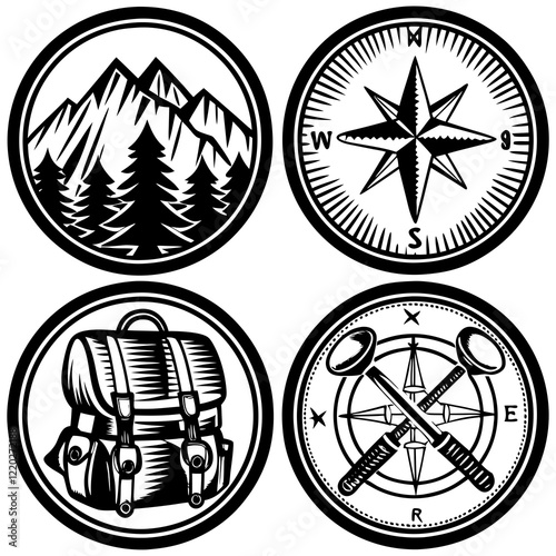 "Hiking in the Woods Vector Art"