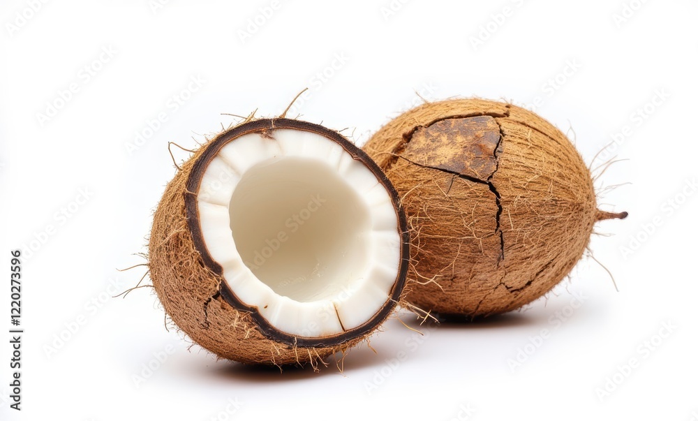 Fresh coconuts with cracked shell Fresh coconuts with cracked shell