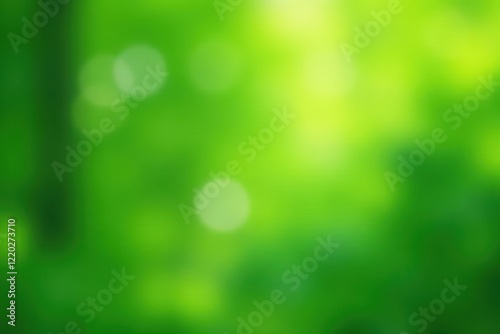 Abstract vibrant green bokeh, blurred natural backdrop, out of focus, nature photo