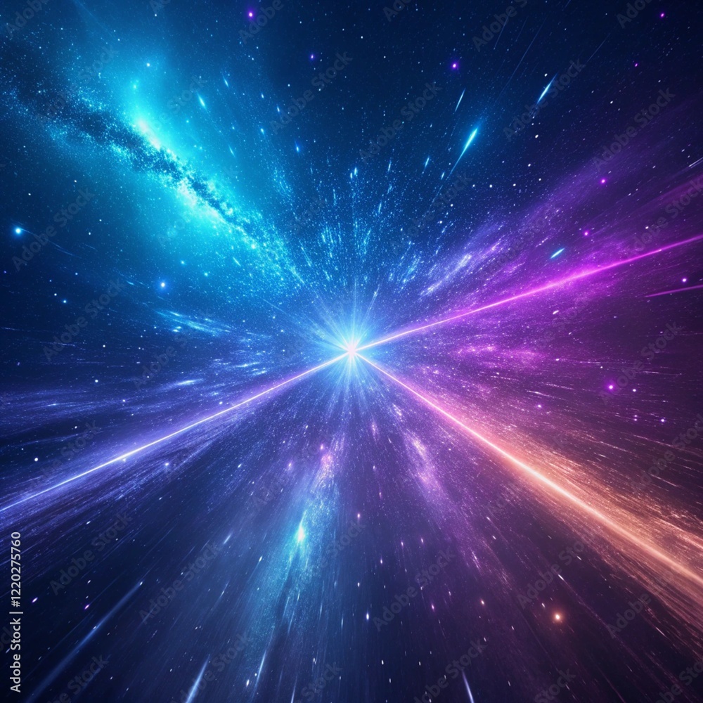 Abstract background in blue and purple neon glow colors. Speed of light in galaxy. Abstract background in blue and purple neon glow colors. Speed of light in galaxy.