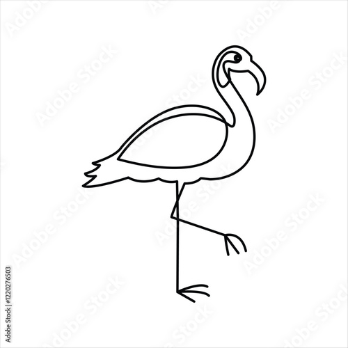 Flamingo bird continuous one line drawing of minimalist outline vector design