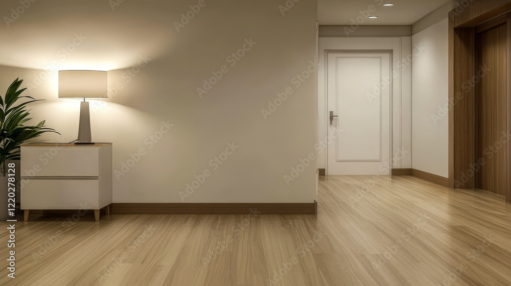 Fototapeta premium Modern hallway with natural light and simple decor in a contemporary space