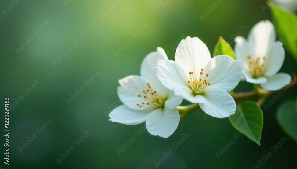 Obraz premium Delicate white blooms on a bougainvillea stem, flowers, vines, white flowers