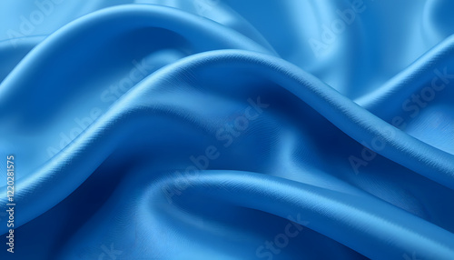 Luxurious Blue Satin Silk Texture in 4K Resolution, Featuring Soft Flowing Waves for Fashion, Interior, and High-End Design Projects.