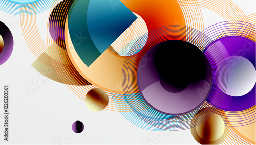 Abstract composition of overlapping circles with smooth gradients and transparency effects. Clean and modern design emphasizing depth, symmetry, and a minimal aesthetic