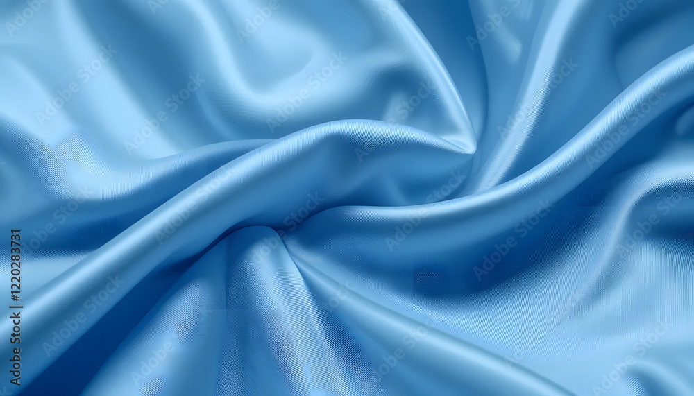 Obraz premium Luxurious Blue Satin Silk Texture in 4K Resolution, Featuring Soft Flowing Waves for Fashion, Interior, and High-End Design Projects.
