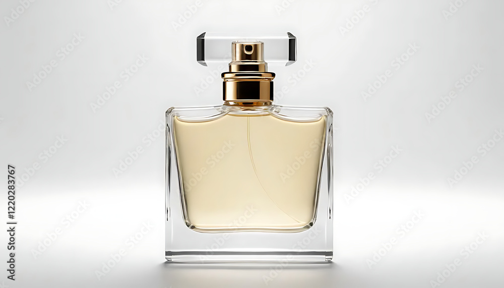 Elegant Perfume Bottle Design with Golden Cap
