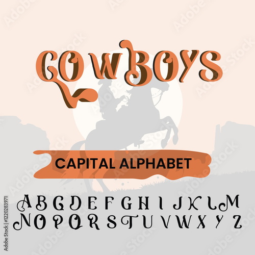 western cowboy style retro font with alphabet