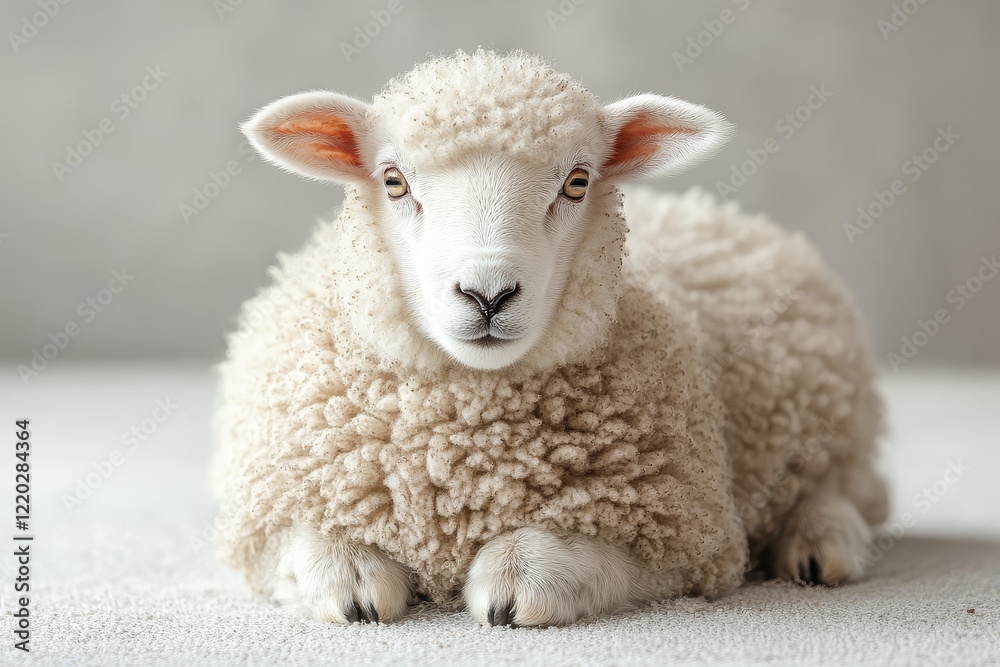 Sitting Sheep Isolated on a White Background in Ultra - Realistic Style Sitting Sheep Isolated on a White Background in Ultra - Realistic Style