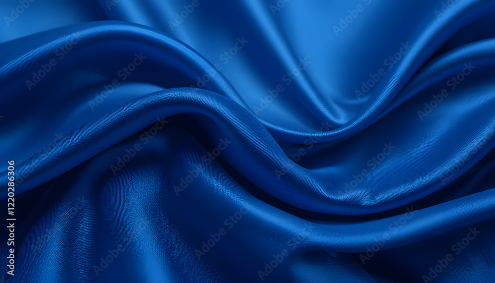 Fototapeta premium Luxurious Blue Satin Silk Texture in 4K Resolution, Featuring Soft Flowing Waves for Fashion, Interior, and High-End Design Projects.