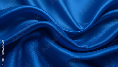 Luxurious Blue Satin Silk Texture in 4K Resolution, Featuring Soft Flowing Waves for Fashion, Interior, and High-End Design Projects.