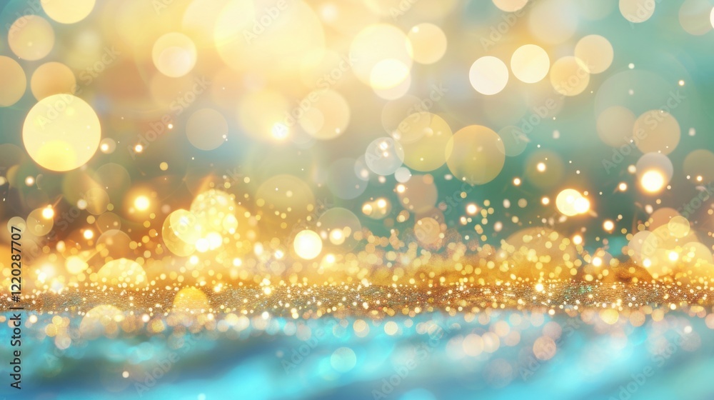 Vibrant blue and gold bokeh lights enhance festive gatherings, creating a mesmerizing and celebratory evening ambiance Vibrant blue and gold bokeh lights enhance festive gatherings, creating a mesmerizing and celebratory evening ambiance