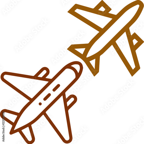 line art plane design with color