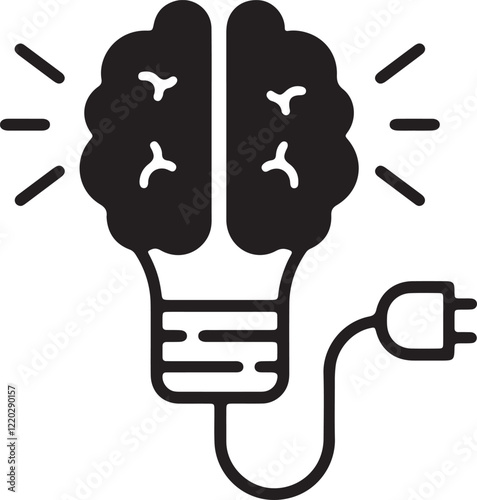 Illustration of a light bulb brain icon lighting up