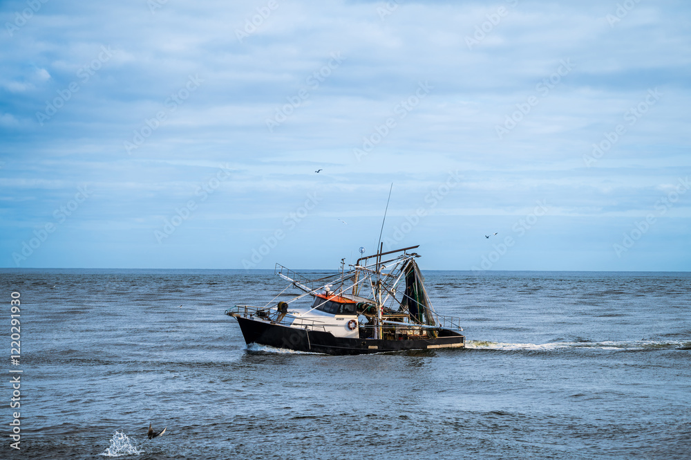 Fototapeta premium The Spit is a 5km long, relatively undeveloped, sandy isthmus starting at Main Beach and finishing at the seaway where Broadwater meets the Pacific Ocean.