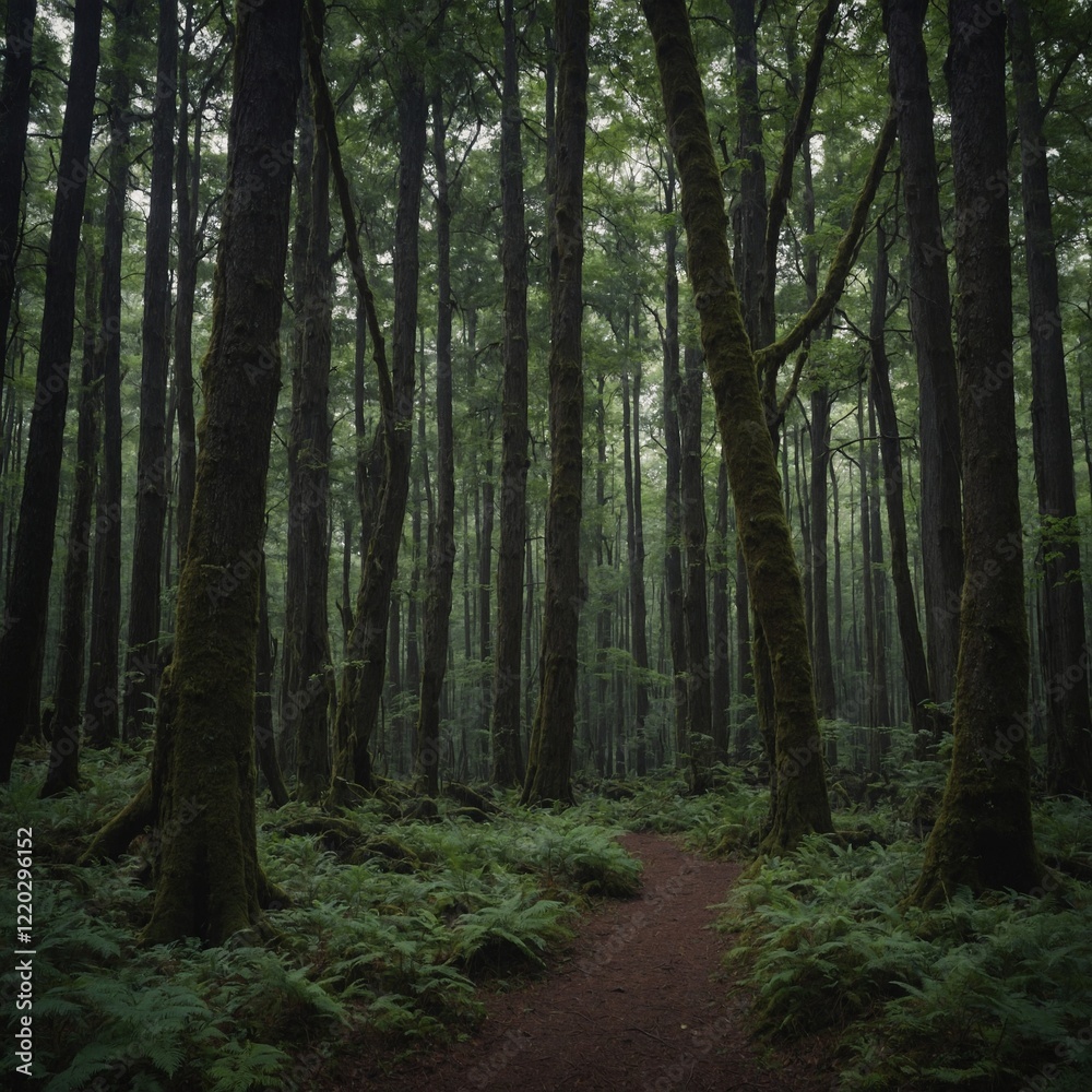 Obraz premium What emotions do you feel as you walk through a forest filled with centuries-old trees?