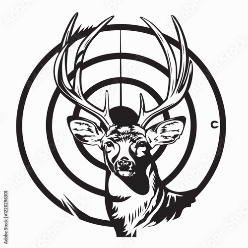 Deer Target Images vector. Deer Locked in the Crosshairs of a Hunter's Rifle image vector.