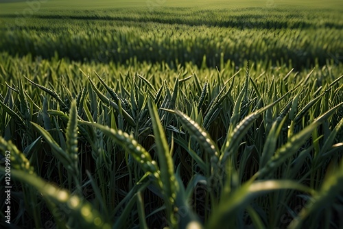 Bir's Eye View Of Green Wheat Crop Generative AI photo