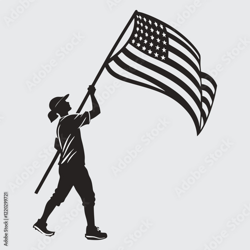  a-person-holding-a-flag image silhouette vector art and illustration