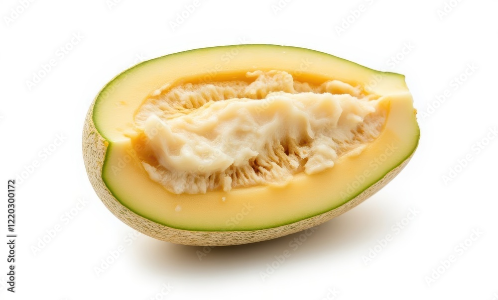 Freshly sliced honeydew melon half Freshly sliced honeydew melon half