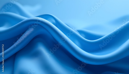 High-Resolution 4K Image of Blue Silk Satin Fabric with Gentle Waves, Perfect for Backgrounds, Branding, and Elegant Design Needs.