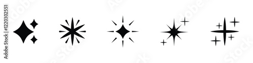 starburst icon with sparkles. simple shining star symbol. vector illustration on transparent background.