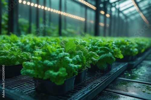 Sustainable Farming of Leafy Greens in Indoor Greenhouse photo