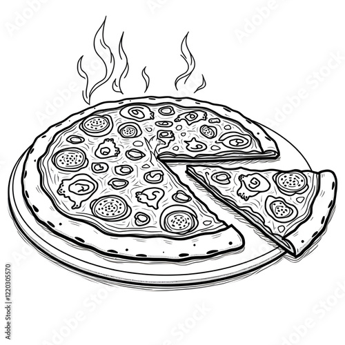 illustration of pizza coloring page