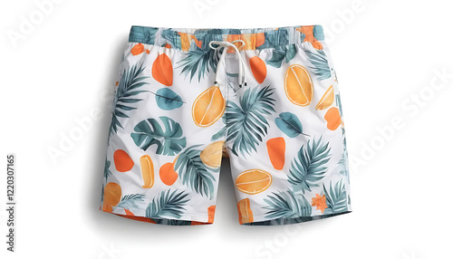 Mens Tropical Orange Swim Trunks Summer Beach Shorts