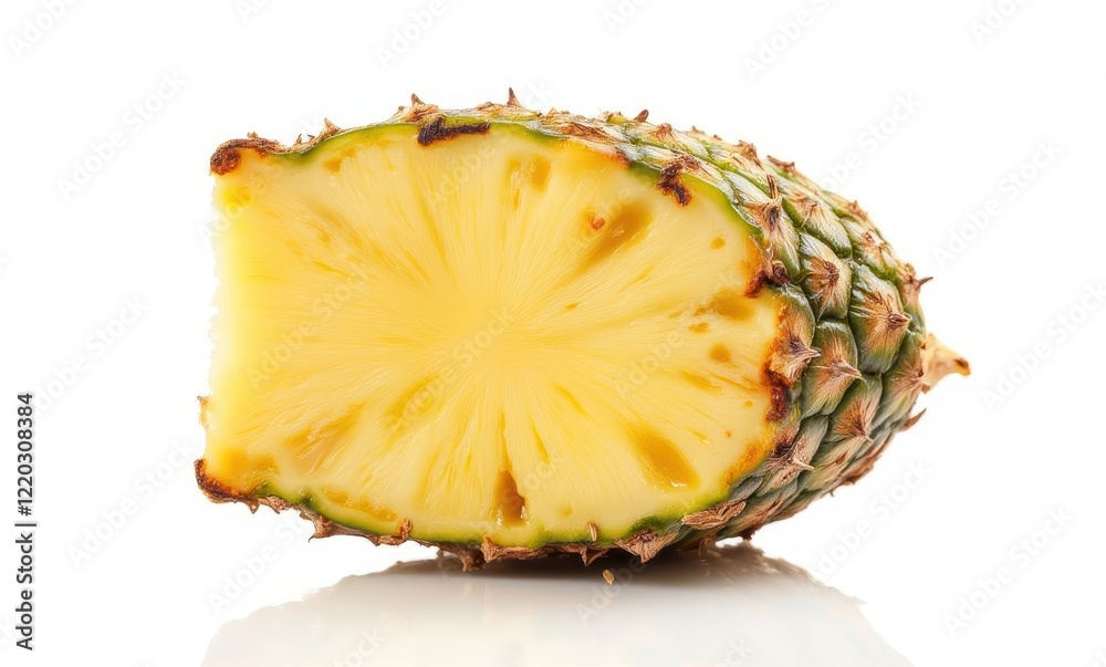 Freshly cut pineapple slice on white background Freshly cut pineapple slice on white background