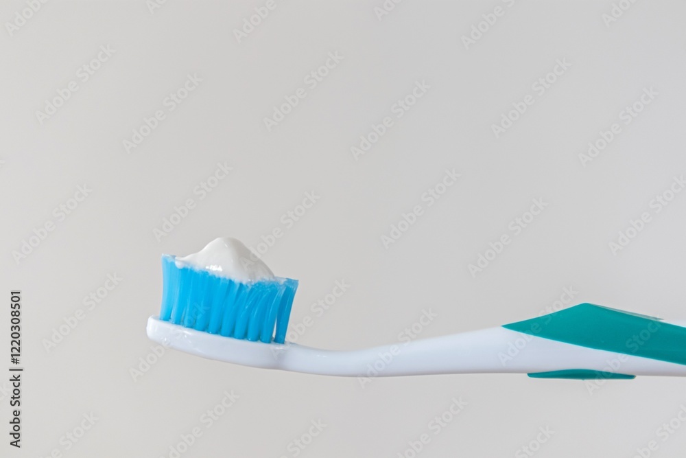 A toothbrush smeared with toothpaste A toothbrush smeared with toothpaste