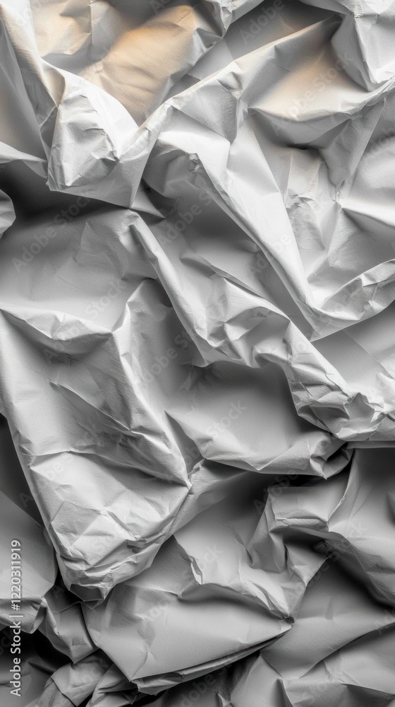 Obraz premium Crumpled White Paper Texture Abstract Background Design Element Overlay