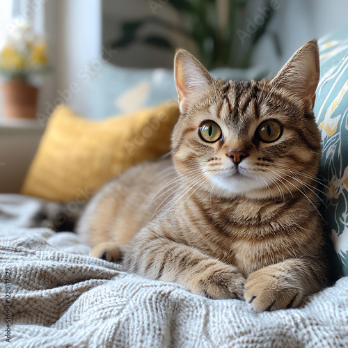 Wallpaper Mural  american shorthair cat lying bed Torontodigital.ca