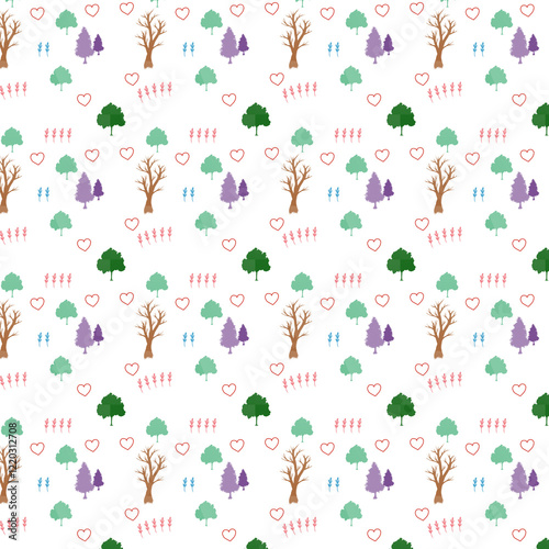 Cute Tree and Heart Pattern,transparence